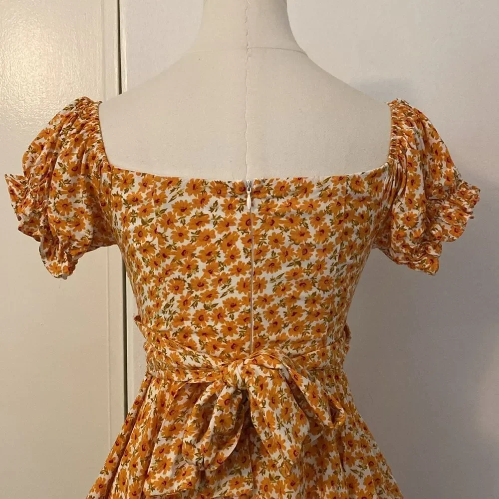 Saints and Secrets Yellow Floral Mini Playsuit / Romper Size Small - Picture 8 of 13